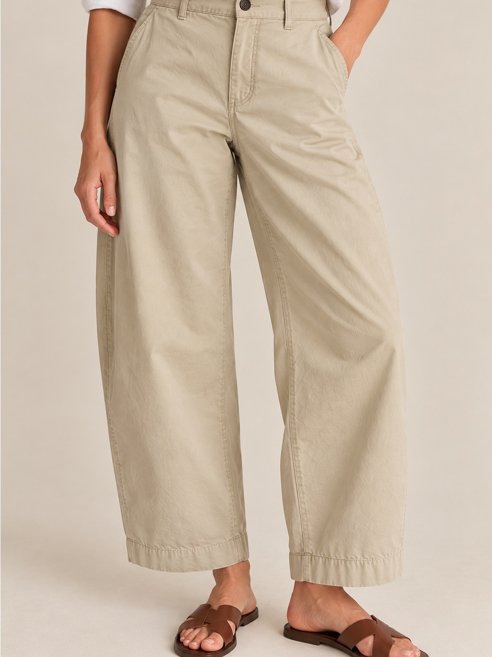 J. Crew Barrel Leg Pant In Cotton Linen Blend in Coastal Khaki 31 - Picture 5 of 14